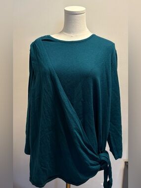 J. Jill Cotton/Cashmere Blend Pullover Sweater business casual classic crossover